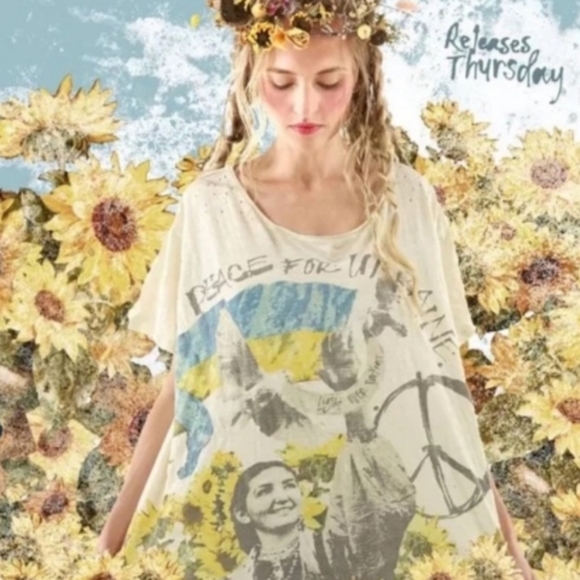 Magnolia Pearl Tops - ISO New Condition Magnolia Pearl Peace for Ukraine Boyfriend Tee For My Sister